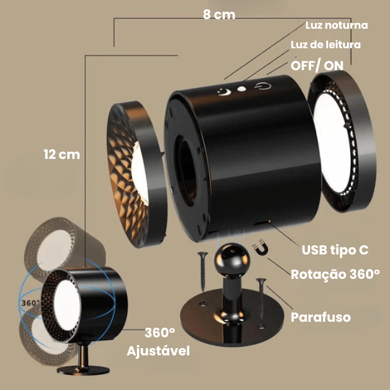 Arandela de Parede Sem Fio Led Regulável