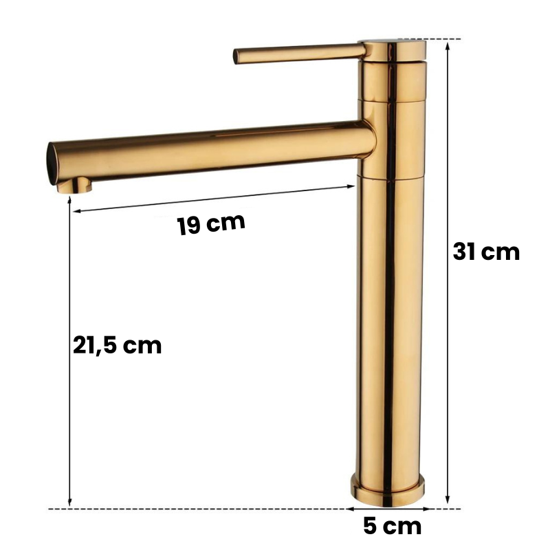 Torneira Para Lavabo e Banheiro Monocomando Dourada - Alina