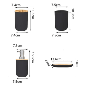 Conjunto Banheiro Dispenser Detalhes em Bambu