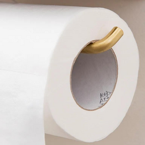 Suporte de Papel Higiênico Madeira e Metal Dourado