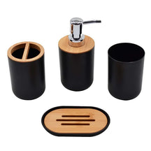 Conjunto Banheiro Dispenser Detalhes em Bambu