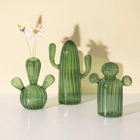 Vaso de Plantas Decorativo Cactos em Vidro