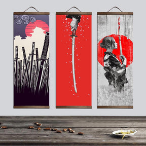 Poster Decorativo Estilo Japonês Katanas