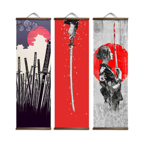 Poster Decorativo Estilo Japonês Katanas