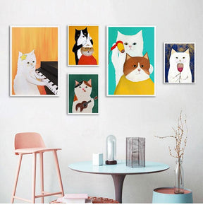 Quadro Decorativo Criativos Gatos em Tela