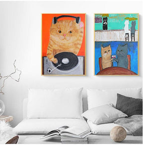 Quadro Decorativo Criativos Gatos em Tela