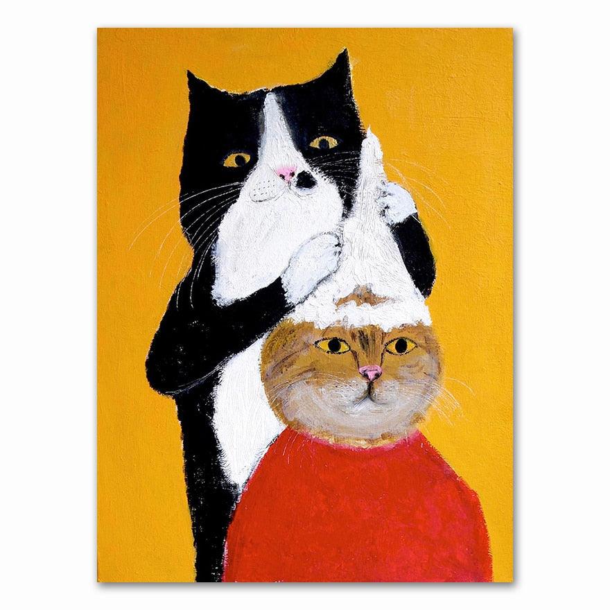 Quadro Decorativo Criativos Gatos em Tela